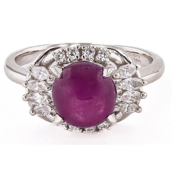 2.87CT RUBY & 0.37CTW DIAMOND PLATINUM RING