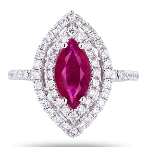PLATINUM 1.65CT RUBY & 1.01CTW DIA PLATINUM RING