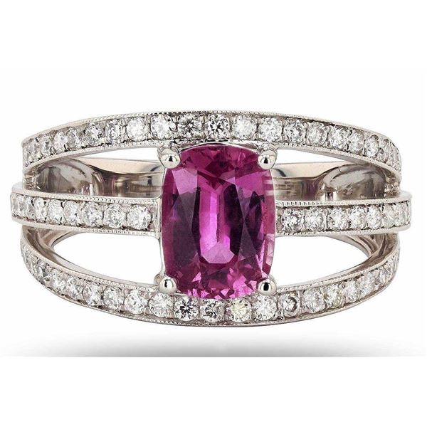 PLATINUM 1.72CT SAPPHIRE & 0.60CTW DIAMOND RING