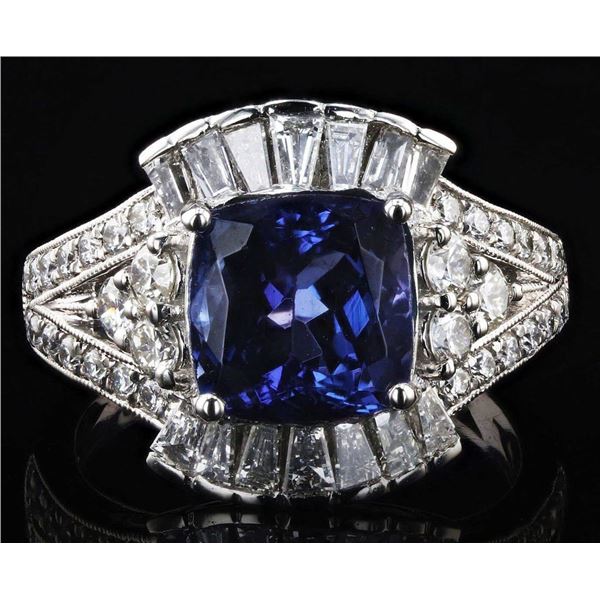 PLATINUM 3.83CT TANZANITE & 1.42CTW DIAMOND RING