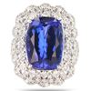 Image 1 : 10.82CT TANZANITE & 1.39CTW DIAMOND PLATINUM RING