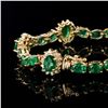 Image 2 : 12.17CTW EMERALD & 1.42CTW DIA 14K GOLD BRACELET
