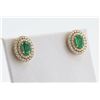 Image 1 : 2.30CTW EMERALD & 1.3CTW DIAMOND 14K GOLD EARRINGS