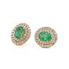 Image 3 : 2.30CTW EMERALD & 1.3CTW DIAMOND 14K GOLD EARRINGS