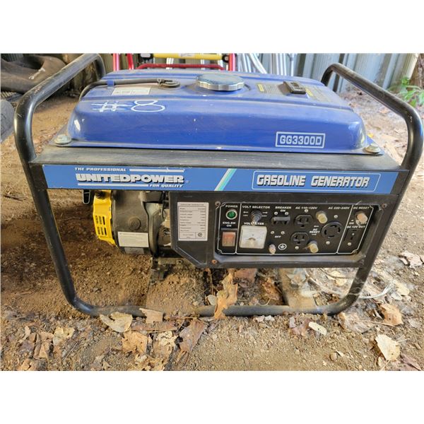 Professional United Power gas Generator, 7 Hp, 60Hz, Model. GG3300D