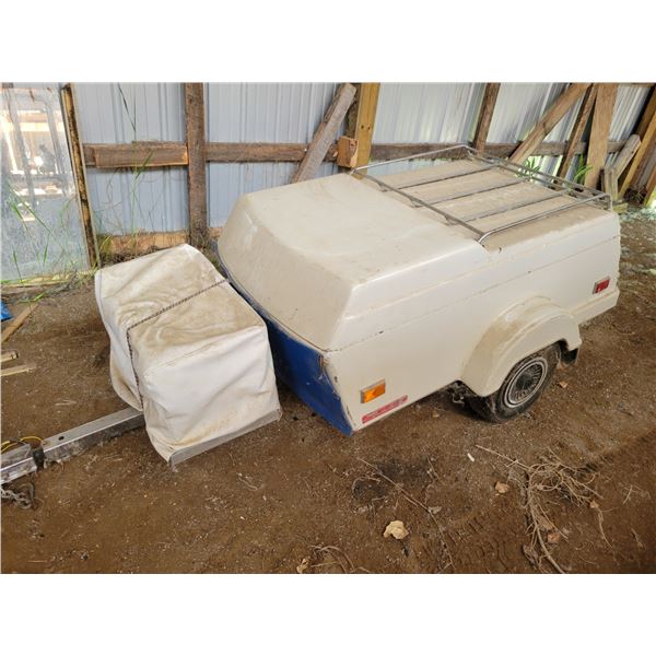 1988 Pull-behind Motorcycle trailer c/w helmets, Jerry can, & Cooler, SN. 2T9FG73M5JB044082