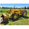 Image 1 : Yellow Ford 335 Tractor, showing 2764 hrs, c/w approx. 66 inch bucket, gas, frt 7.50-16 & rear 16.9-