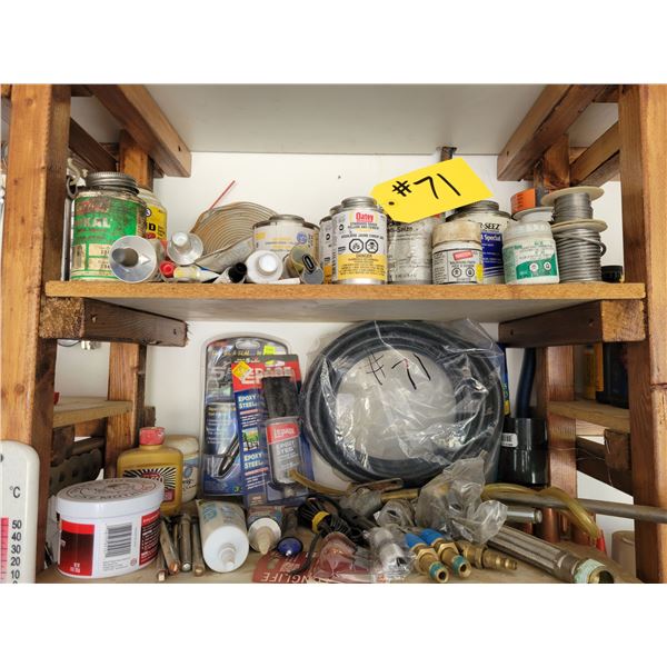 Various compounds, hose, and brass fittings.