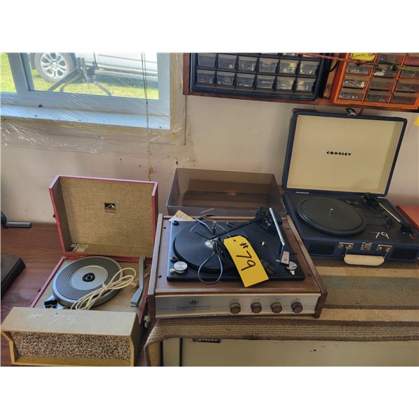 3 old record players.