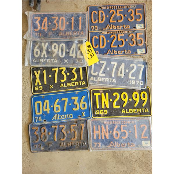 10 license plates.  1969-1974. Selling all together.
