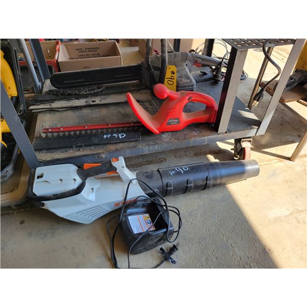 Stihl Cordless blower, hedge trimmer and chainsaw.