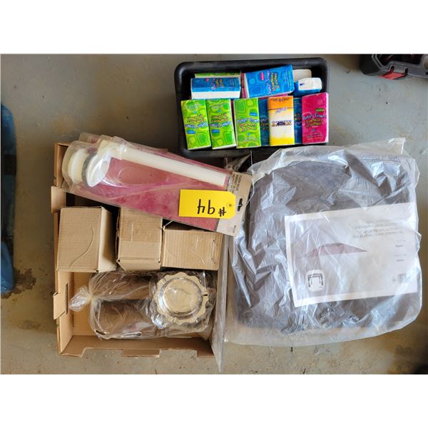 New roof cover. 10 ft X 13ft. Plumbing supplies, Kleenex.