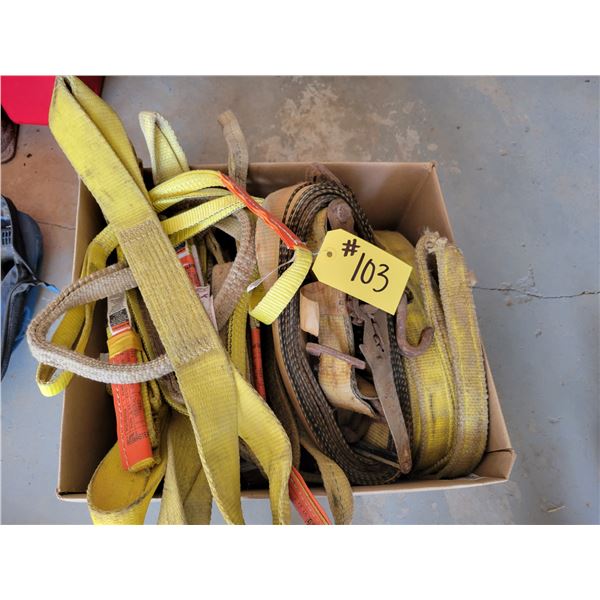 Various ratchet straps and slings.