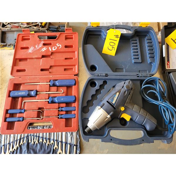 Mastercraft drill ? Comb. Wrenches, and grip hook tips.