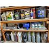 Image 1 : Various oils, funnels, grease guns, leak stop, air charging cans, grease.