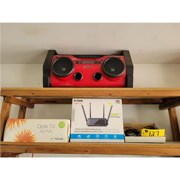 Sony stereo, d link router,