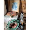 Image 1 : 2 lengths of hose, old picture, backgammon board, sprayer , 2 cartwheels
