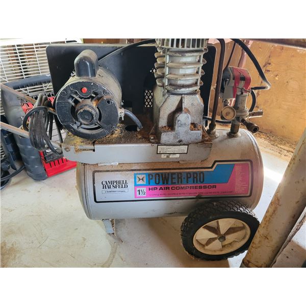 Power Pro 1.5hp air compressor with black hose.