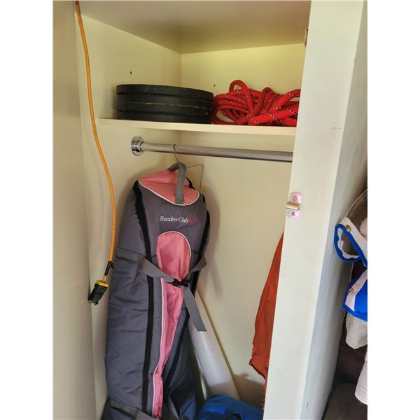 Grey cupboard. Complete with contents. Rope,