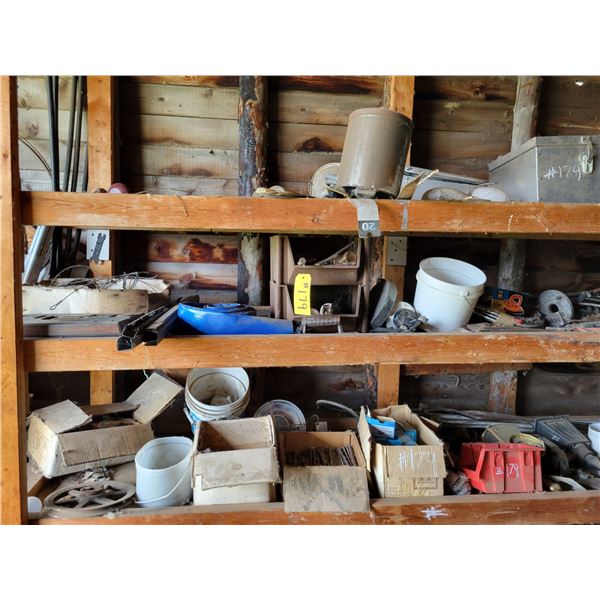 Misc. screws, bolts & nails, dent puller, lamps, door handles & large qty of misc.