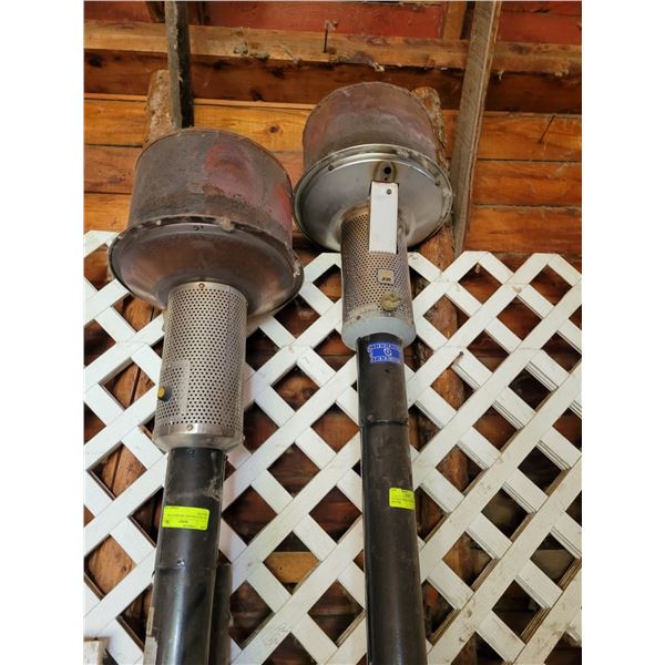 2- approx. 8 ft propane heaters c/w cover dish