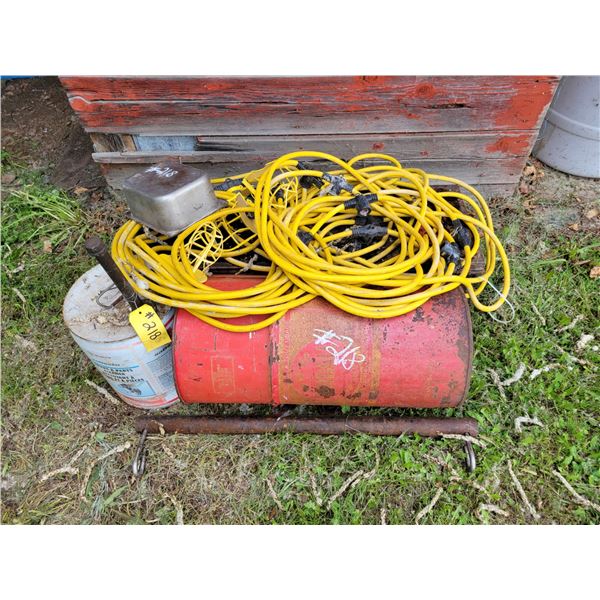 Foot locker, oil drum, 3- power cords