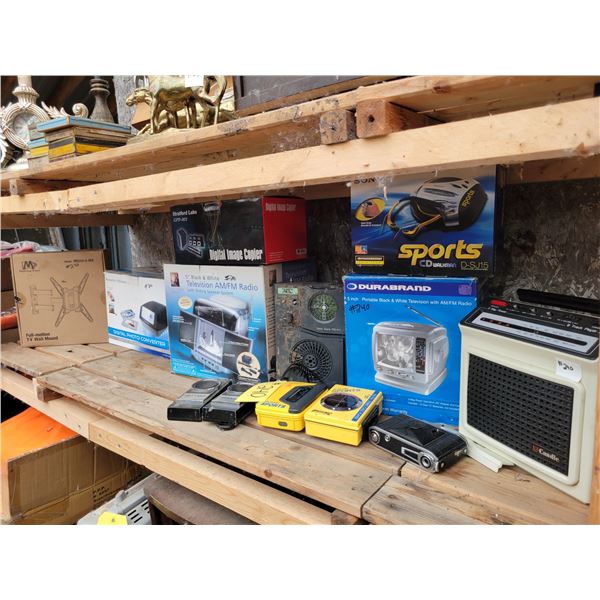 Radio's, camera, TV, Converter, TV mount etc.