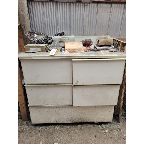 Counter, dresser c/w qty of misc.