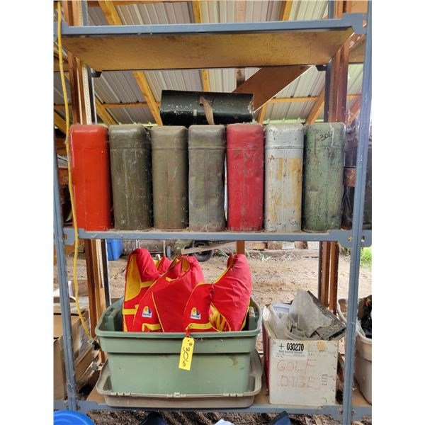 Jerry cans, tent, rope etc.