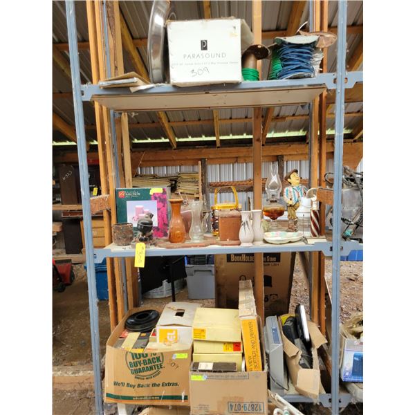 Camera access., wire, oil lamp, figurines & all items on shelf