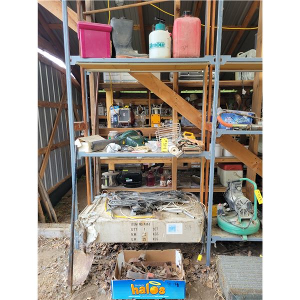 Blower, electrical, jerry can, sprayer, pry bar & misc.