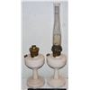 Image 1 : MATCHING PAIR OF MILK GLASS OIL LAMPS