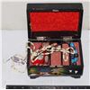 Image 2 : BLACK WOOD JEWELRY BOX WITH CONTENTS