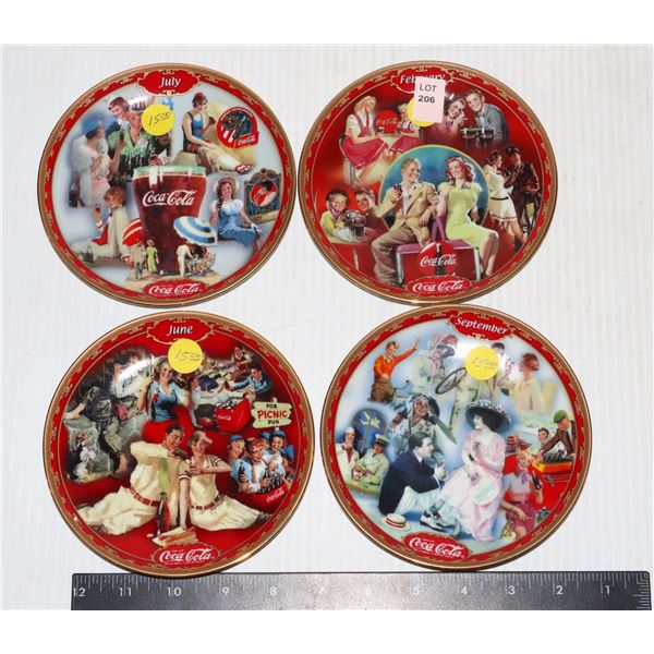 SET OF FOUR VINTAGE COCA COLA CALENDAR PLATES SET OF FOUR VINTAGE COCA COLA CALENDAR PLATES