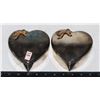 Image 1 : TWO HEAVY METAL HEART JEWELRY BOXES WITH CONTENTS