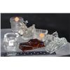 Image 1 : VINTAGE CLEAR GLASS FIGURINES(1BROWN STAINED GLASS