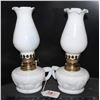 Image 1 : TWO VINTAGE WHITE GLASS OIL LAMPS (STAMPED)