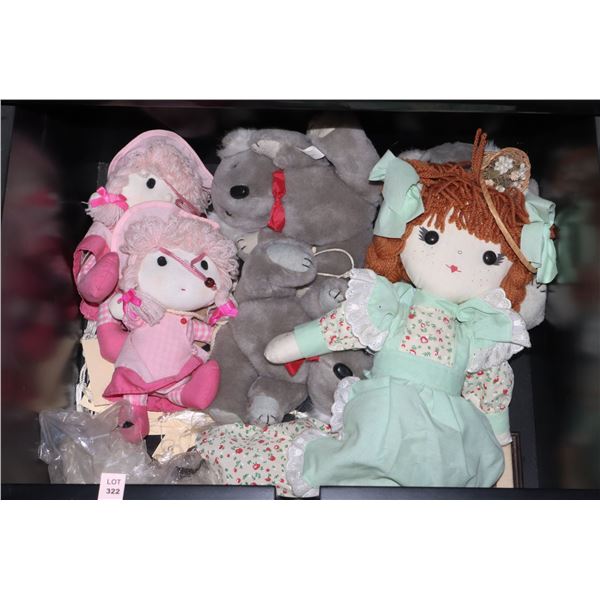 ASSORTED VINTAGE DOLL  AND STUFFED ANIMAL LOT