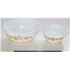 Image 1 : VINTAGE FOUR QUART BROWN&WHITE PYREX W/SMALL BOWL