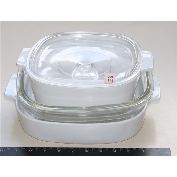 WHITE CASSEROLE DISH SET WITH LIDS