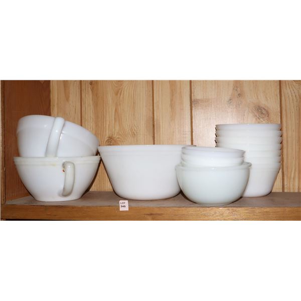 FIREKING 10+ PIECE MILK GLASS BOWL LOT