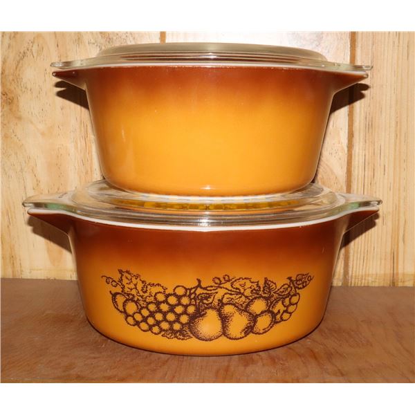 PYREX 2 PIECE BROWN SERVING DISHES W/LIDS