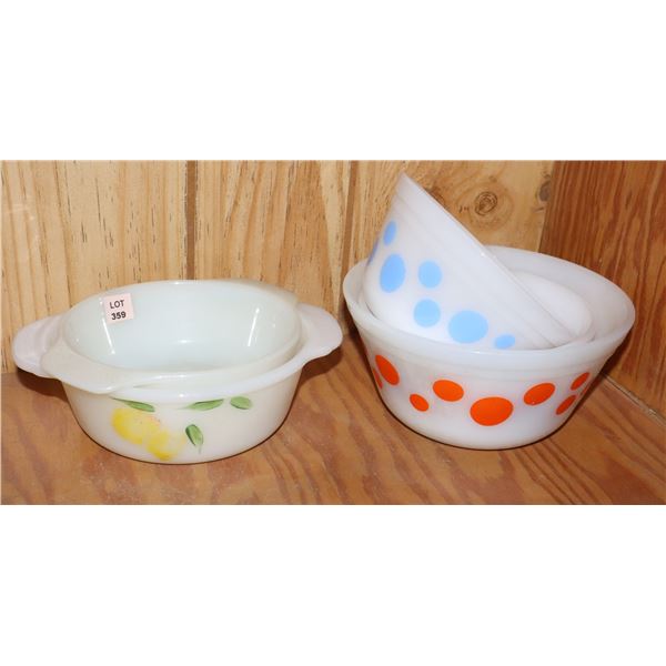 5 PIECE FIREKING AND ANCHOR HOCKING BOWLS LOT