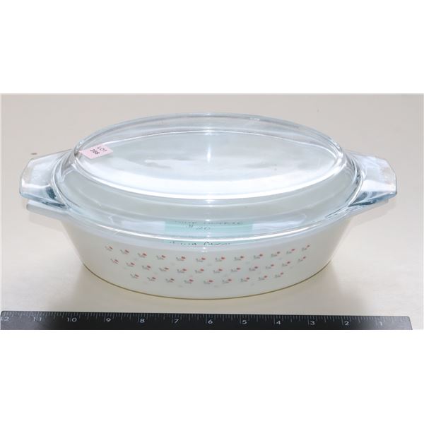 PYREX WHITE/FLORAL OVAL SERVING DISH WITH LID