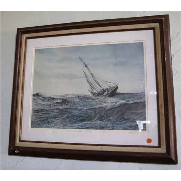 FRAMED SHIP ART PIECE (SIGNED BY ARTIST)