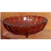Image 1 : HEAVY LARGE AMBER COLOUR FOOTED SERVING DISH/