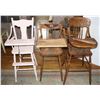 Image 1 : THREE VINTAGE KIDS HIGH CHAIRS, ALL WOOD