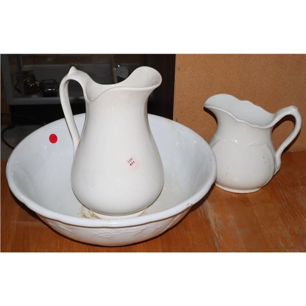 LARGE WHITE PITCHER AND BASIN