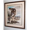 Image 1 : FRAMED UNDER GLASS WOLF ART PRINT, NOT SIGNED