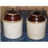 Image 1 : TWO MEDIUM SIZED STONEWARE JARS WITH LIDS